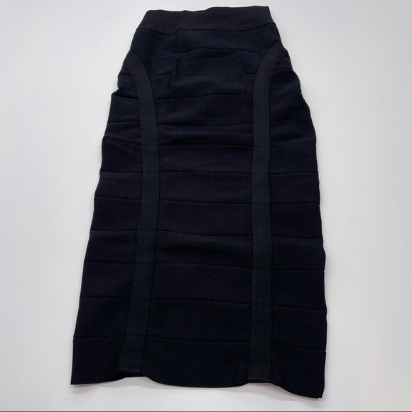 Bebe Womens Knit Pencil Midi Skirt Slim Silhouette Black Size XS X-Small - Picture 3 of 11